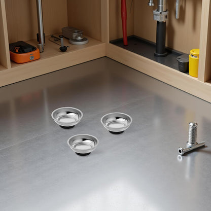  Ciieeo Plateau à Outils Magnétique Rond En Acier Inoxydable Argenté 3pcs Base Magnétique Pour Rangement Facile De Pièces Et Boulons Sur Établi