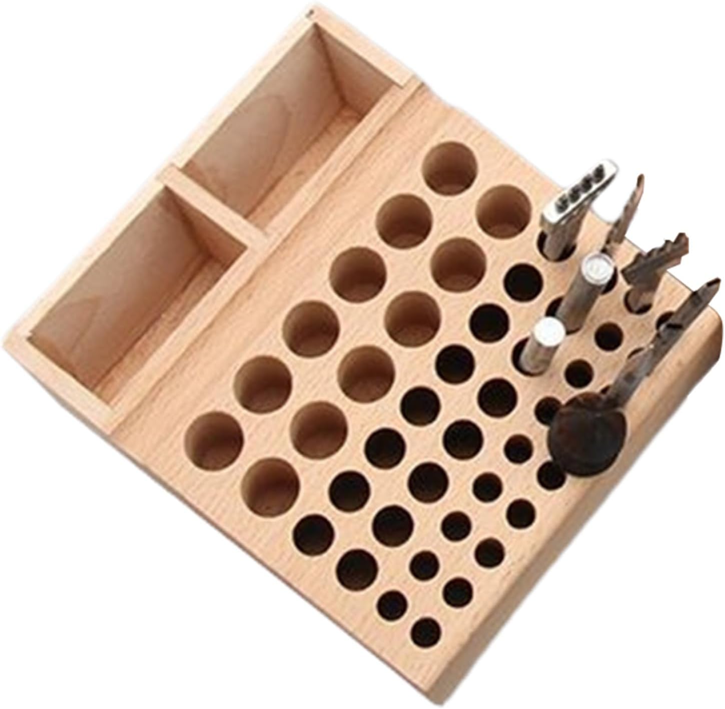 GENERIC Boîte à Outils,Stand à Perforation En Cuir | Boîte De Rangement En Bois Pour Outils En Cuir,Usage Domestique Et Artisanal Pour Les Femmes Et Les Hommes