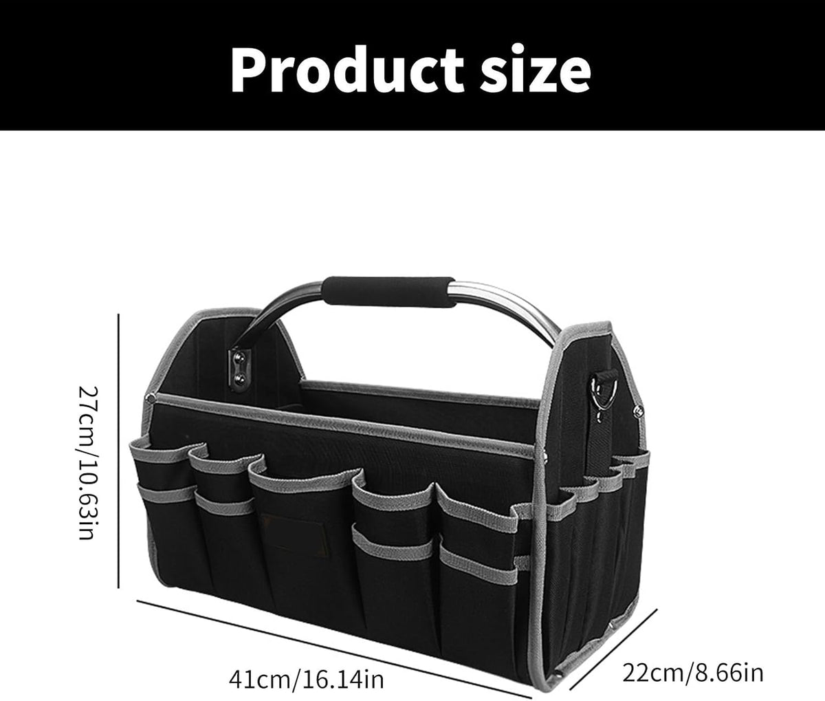  Sacs À Outils À Bouche Large De 16 Pouces Organisateurs Étanche De Capacité Pour Hommes Électricien Charpentier Mécanique Étanche