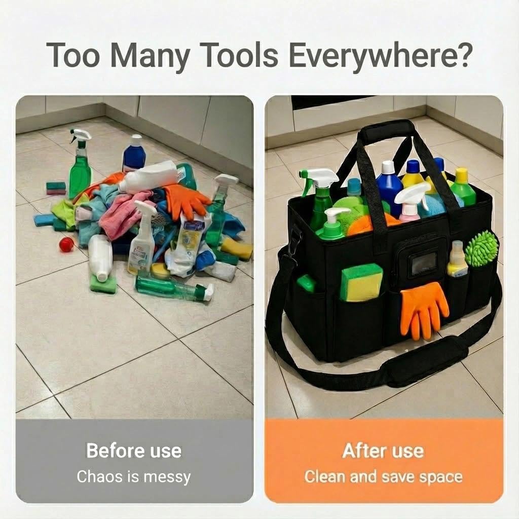  Sac De Nettoyage, Panier De Nettoyage, Rangement Pour Fournitures, Avec Bandoulière Et Poignées, Adapté Pour Les Nettoyeurs Et Ceux Qui Ont Besoin De Transporter Et De Ranger Différents