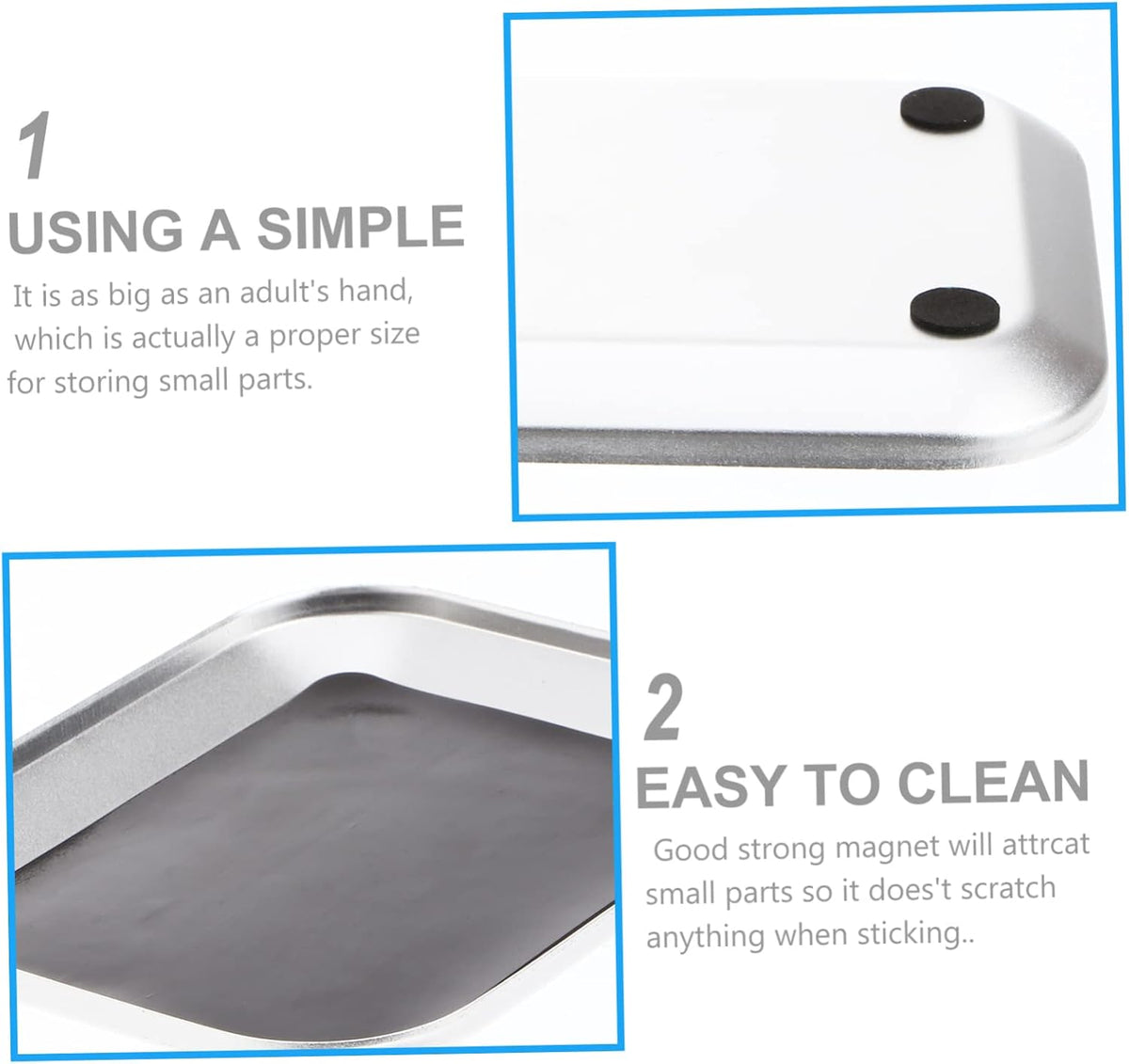  Ciieeo Plateau Magnétique Carré Anti-rayures En Métal Argenté Support Magnétique Pratique Pour Pièces Et Outils Pour Rangement Atelier