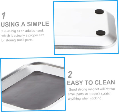  Ciieeo Plateau Magnétique Carré Anti-rayures En Métal Argenté Support Magnétique Pratique Pour Pièces Et Outils Pour Rangement Atelier