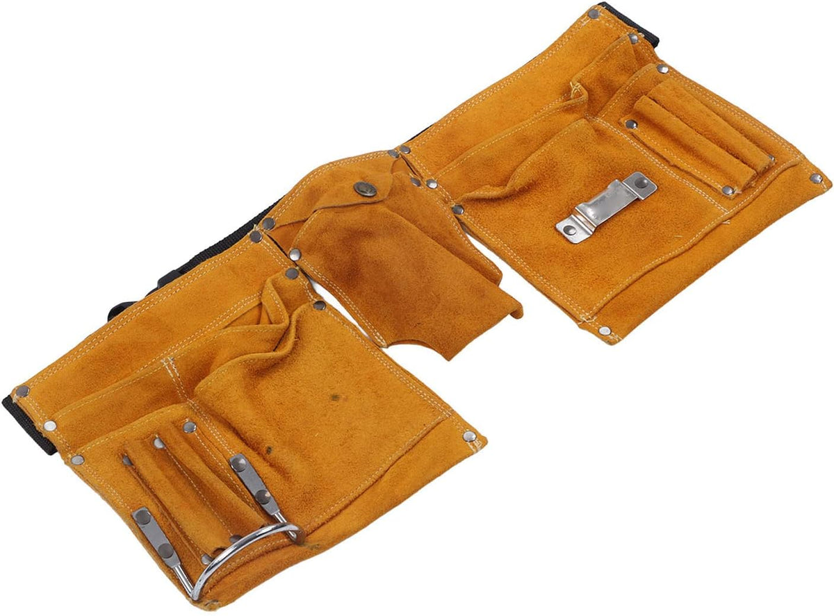  Sac De Ceinture à Outils En Cuir De Vache, Résistant Aux Coupures, Robuste, Respirant, Pochette De Taille Réglable Pour Les Travailleurs D'entretien