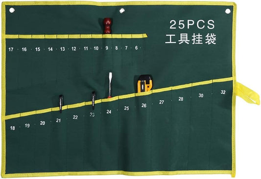  Sac à Clés En Toile En Rouleau, Organiseur D'outils à Poches Multiples Avec 6 à 25 Options De Poches, Rangement Portable à Suspendre Ou à Enrouler Pour Mécaniciens Charpentiers, Atelier De