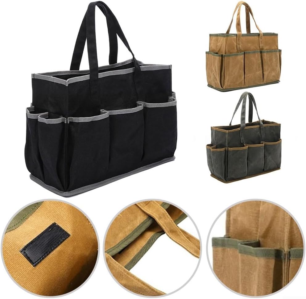  Sac Fourre-tout En Toile Cirée Avec 10 Poches, Très Résistant à L'eau De 453,6 G, Pour Jardiniers Et Bricoleurs, Sac De Travail En Plein Air Et Jardinier (kaki)