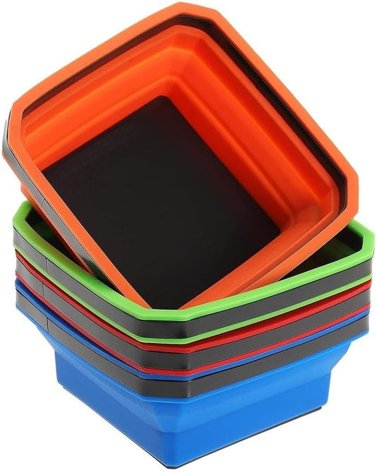  Plateau Pliable En Silicone Pour Vis, écrous, Boulons Et Petites Pièces Avec Aimant Pour Coffre à Outils, établi Et Utilisation Sur Le Terrain (vert)