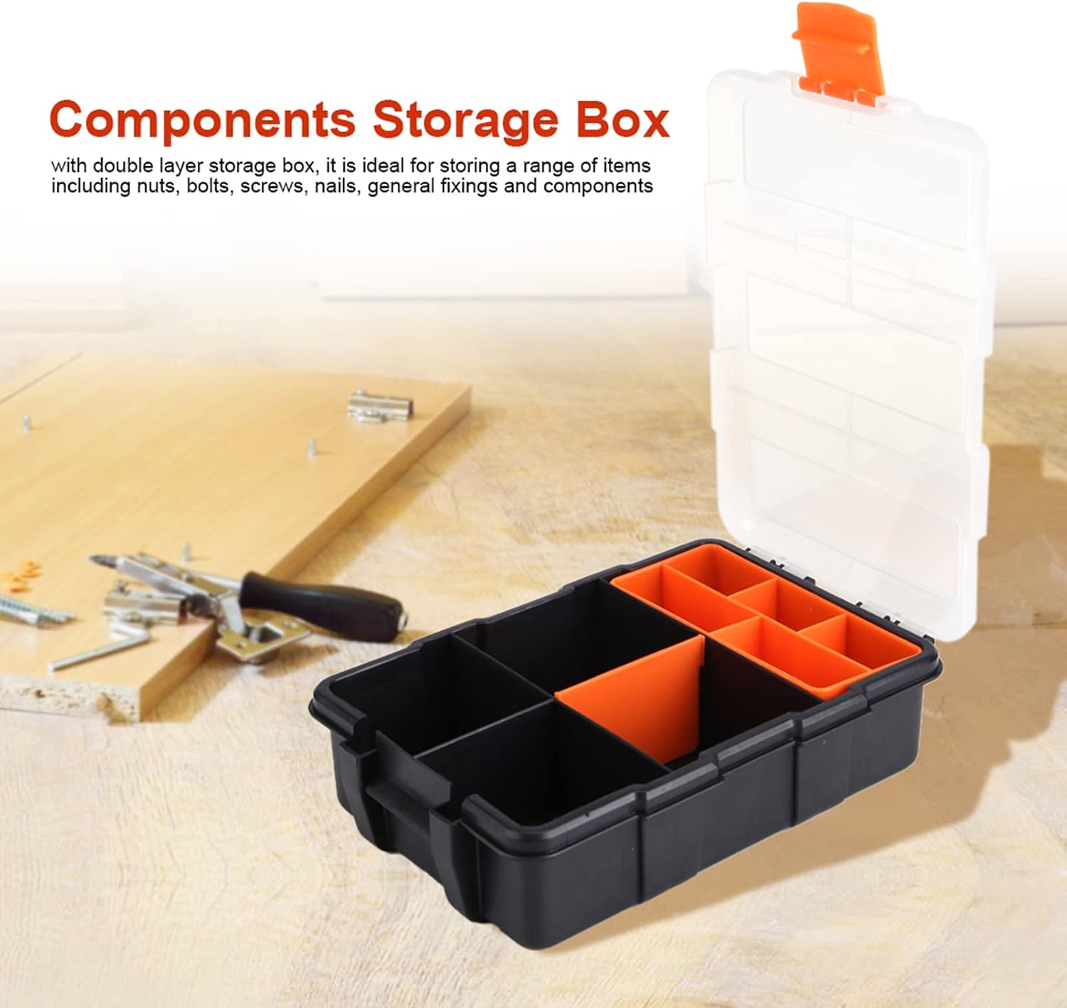  Boîte De Rangement à Deux Couches En Plastique Robuste Pour Petites Pièces