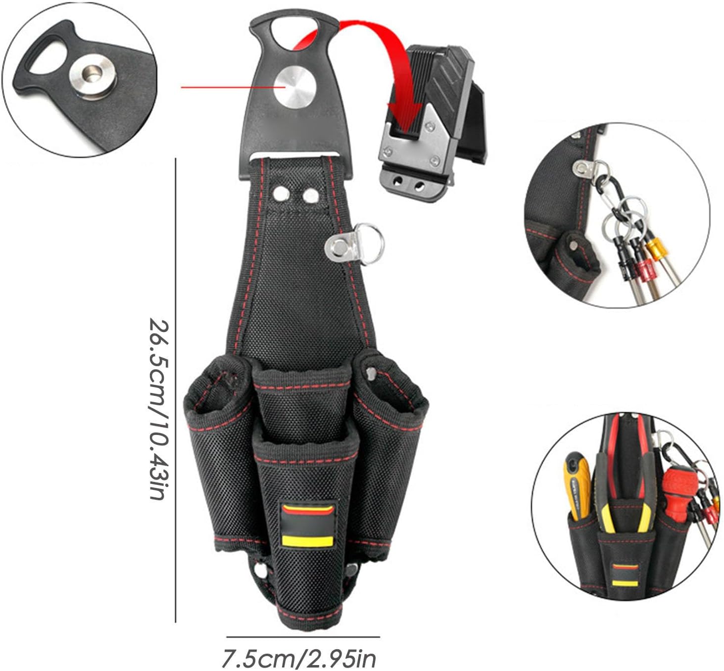GENERIC Ceinture à Outils D'électricien | Pochette De Rangement De Grande Capacité | Sacs Porte-outils | Pour Bricoleur, Entrepreneur, Mécanicien, Plombier, Menuiserie, Papa