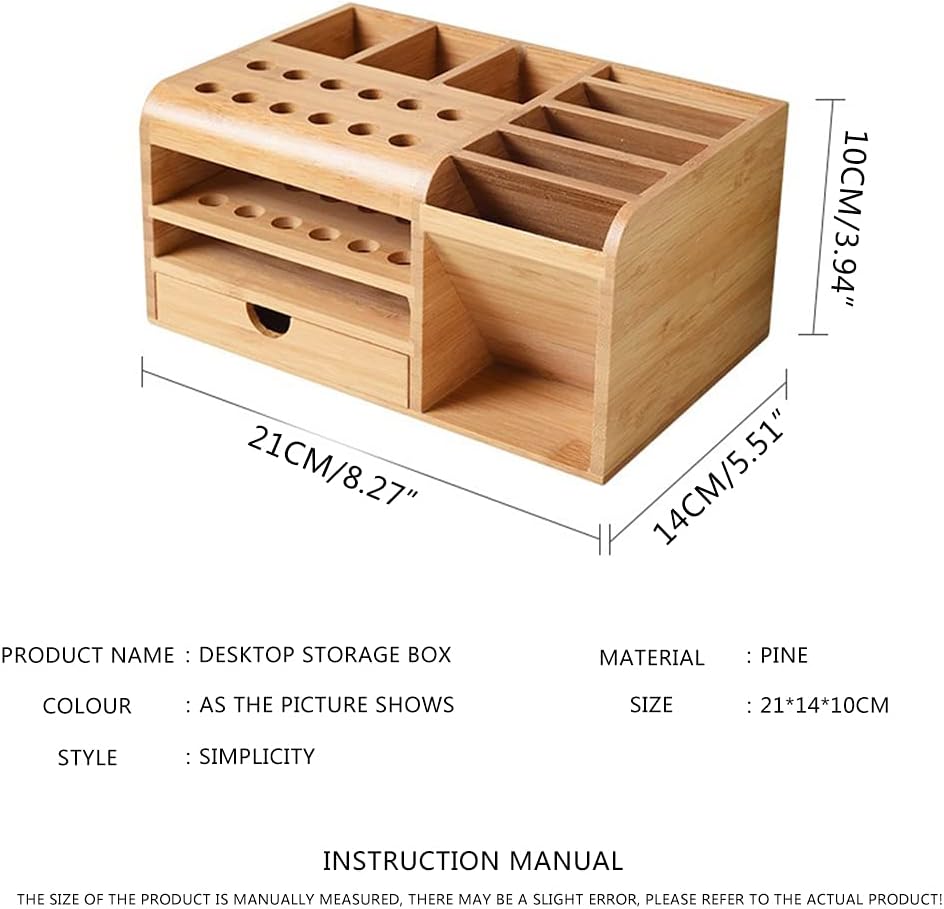  Boîte De Rangement Multifonction En Bois Pour Ranger Outils, Pinces, Couteaux, Tournevis, Téléphone Portable, Calculatrice, Bureau