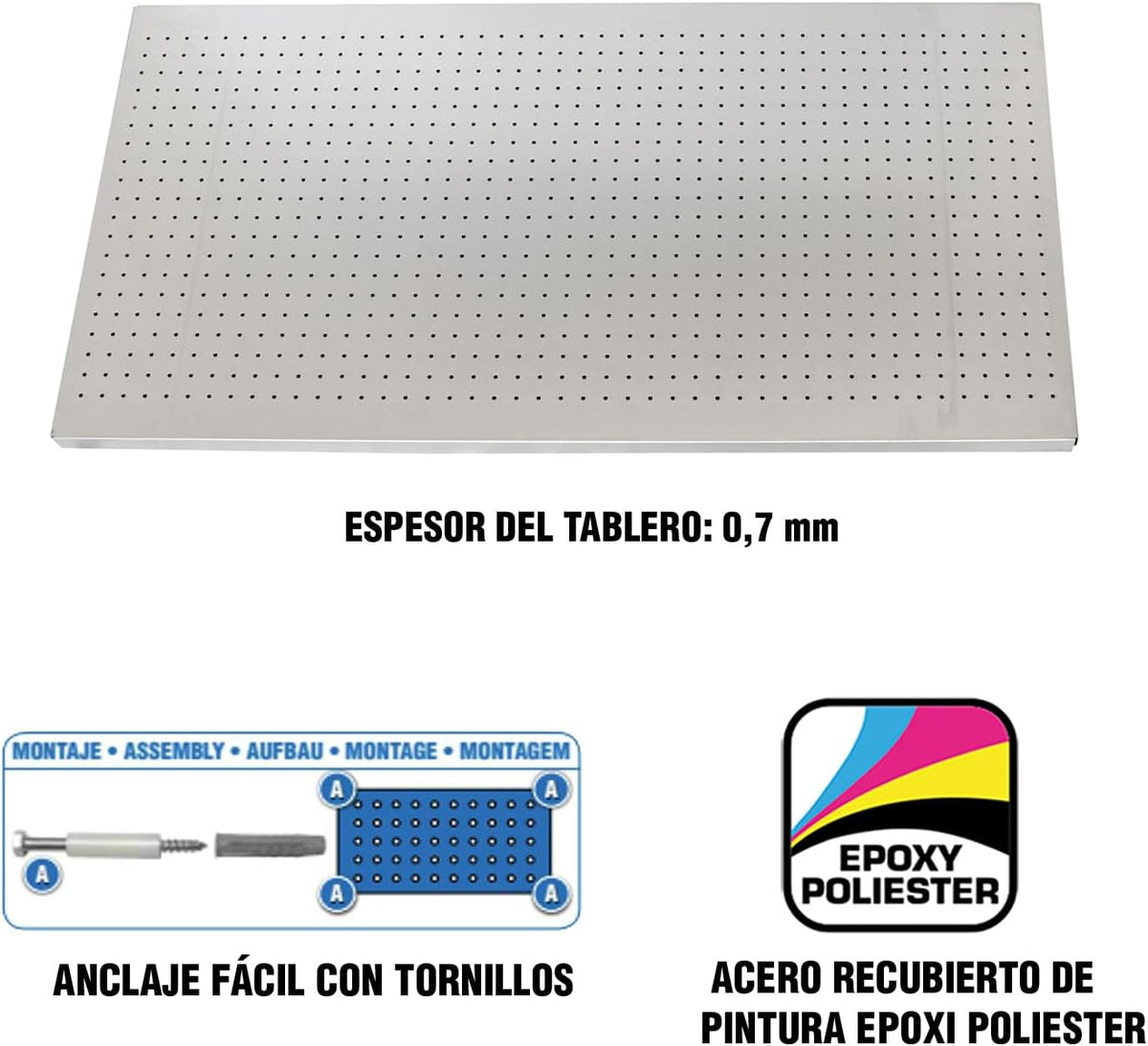  Simon Rack Panneau Mural Perforé Porte Outils, Jeu De 17 Crochets, 900x600 Mm, Galvanisé - Simonwork