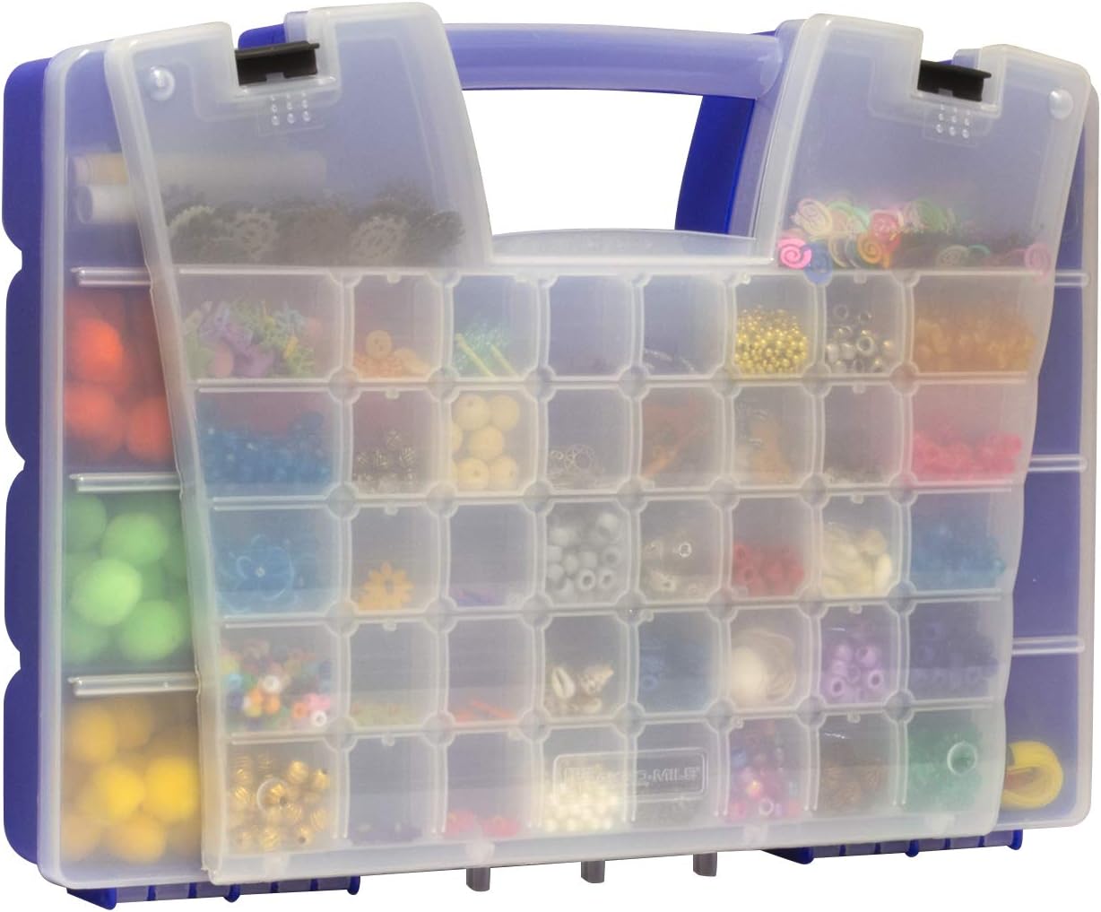  Akro-Mils 06318 Boîte De Rangement Portable à Compartiments Multiples (45,7 X 33 X 10,2 Cm), Bleu