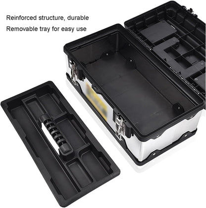  Caisses à Outils Boîte à Outils En Acier Inoxydable Kit De Réparation Matériel Portable Multifonction For La Maison Stockage Supplémentaire(17inch)