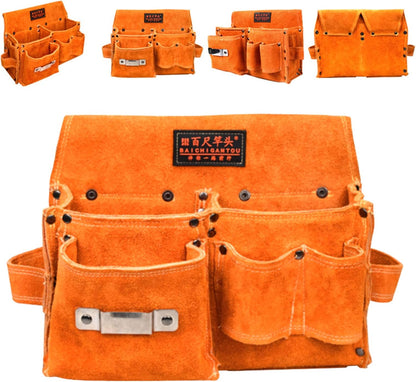  Sac à Outils Multifonction Pour électriciens, Charpentiers, Travailleurs Du Bâtiment, Kit De Rangement Portable, Sac De Rangement Pour Travailleurs Du Bois, Pratique En Cuir De Vache, Sac Banane De