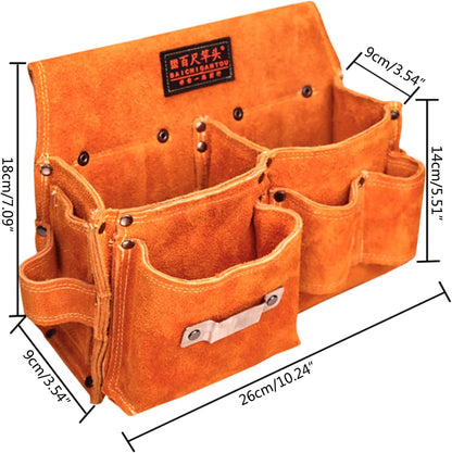  Sac à Outils Multifonction Pour électriciens, Charpentiers, Travailleurs Du Bâtiment, Kit De Rangement Portable, Sac De Rangement Pour Travailleurs Du Bois, Pratique En Cuir De Vache, Sac Banane De