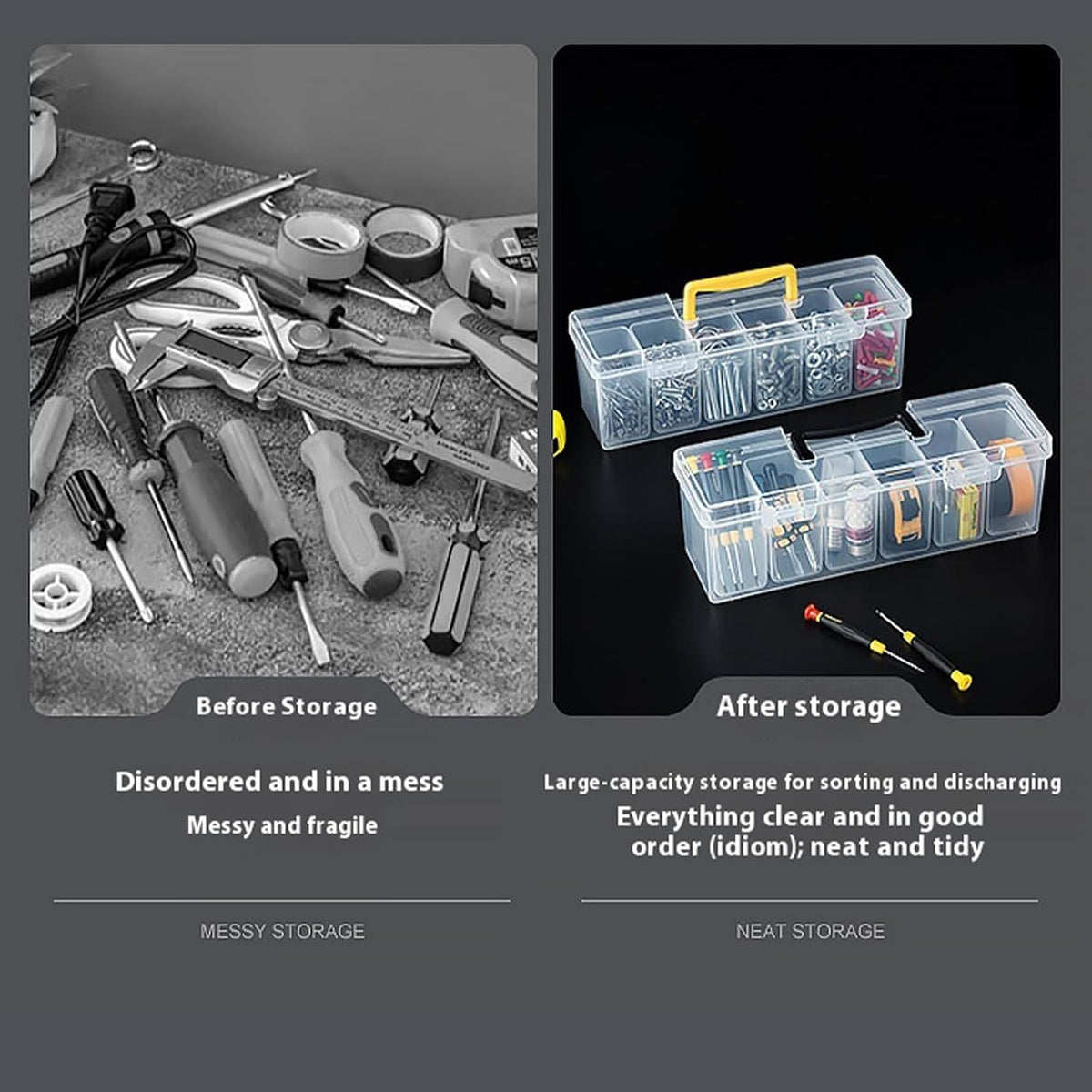  Boîte De Rangement Multifonction Portable Avec Compartiment Amovible Pour Voiture, Camping, Outils Ménagers, Solution De Rangement Compacte