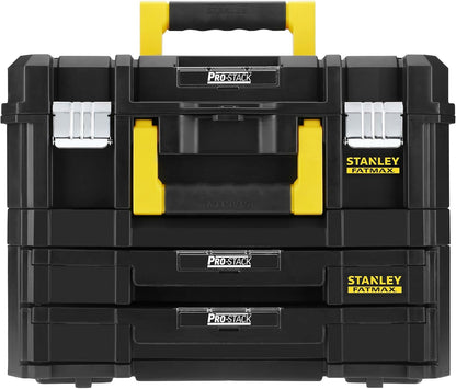  STANLEY FMST1-71981 Kit 2 Mallettes Modulable Tstak/Pro-Stack Gamme FATMAX - 21.5L - Corps En Polypropylène - Larges Attaches Métalliques Anti-Corrosion - Cadenassable