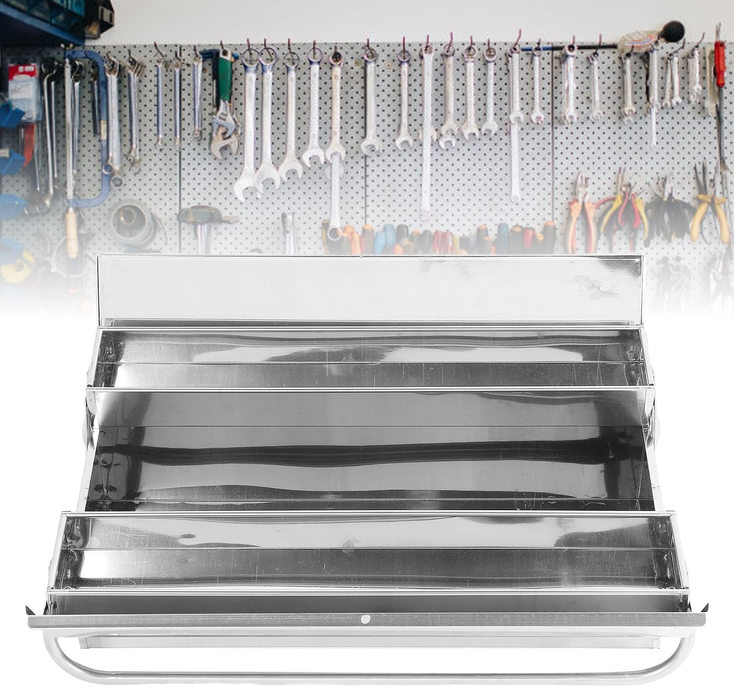  Boîte à Outils En Porte-à-faux, Boîte De Rangement D'outils Extensible En Acier Inoxydable à 2 Niveaux De Niveau 3