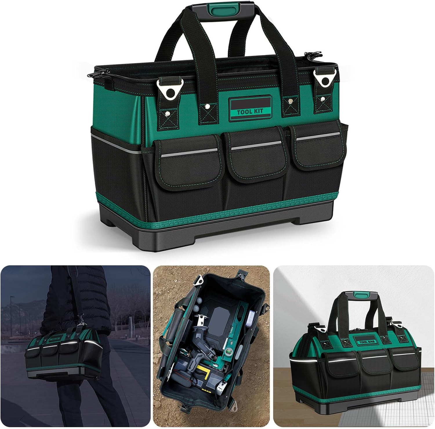  Sac à Outils De 40,6/45,7/58,4 Cm Avec Bandoulière Réglable, Sac De Rangement Pour Outils De Grande Capacité