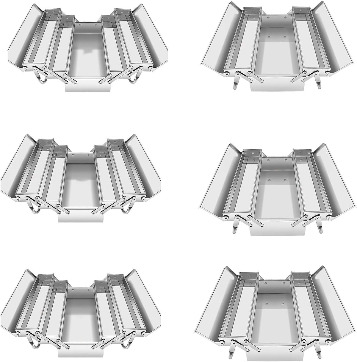  Boîtes À Outils Pliage En Acier Inoxydable Boîte Des Organisateurs Avec Double/Trois Couches Pour Stockage D'outils Efficace Une Portabilité Facile