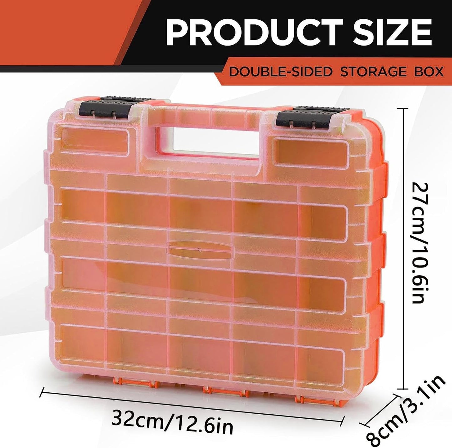  Boîte à Outils - Portable Double Face 34 Compartiments,Coffret De Stockage Pour Mèches Boulons Écrous Avec Couvercle | Pour Garage, Atelier Maison, Quincaillerie, Clous, Écrous, Mèches, Douilles Et Él
