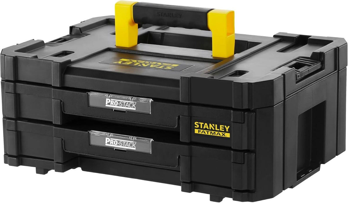  STANLEY FMST1-71981 Kit 2 Mallettes Modulable Tstak/Pro-Stack Gamme FATMAX - 21.5L - Corps En Polypropylène - Larges Attaches Métalliques Anti-Corrosion - Cadenassable