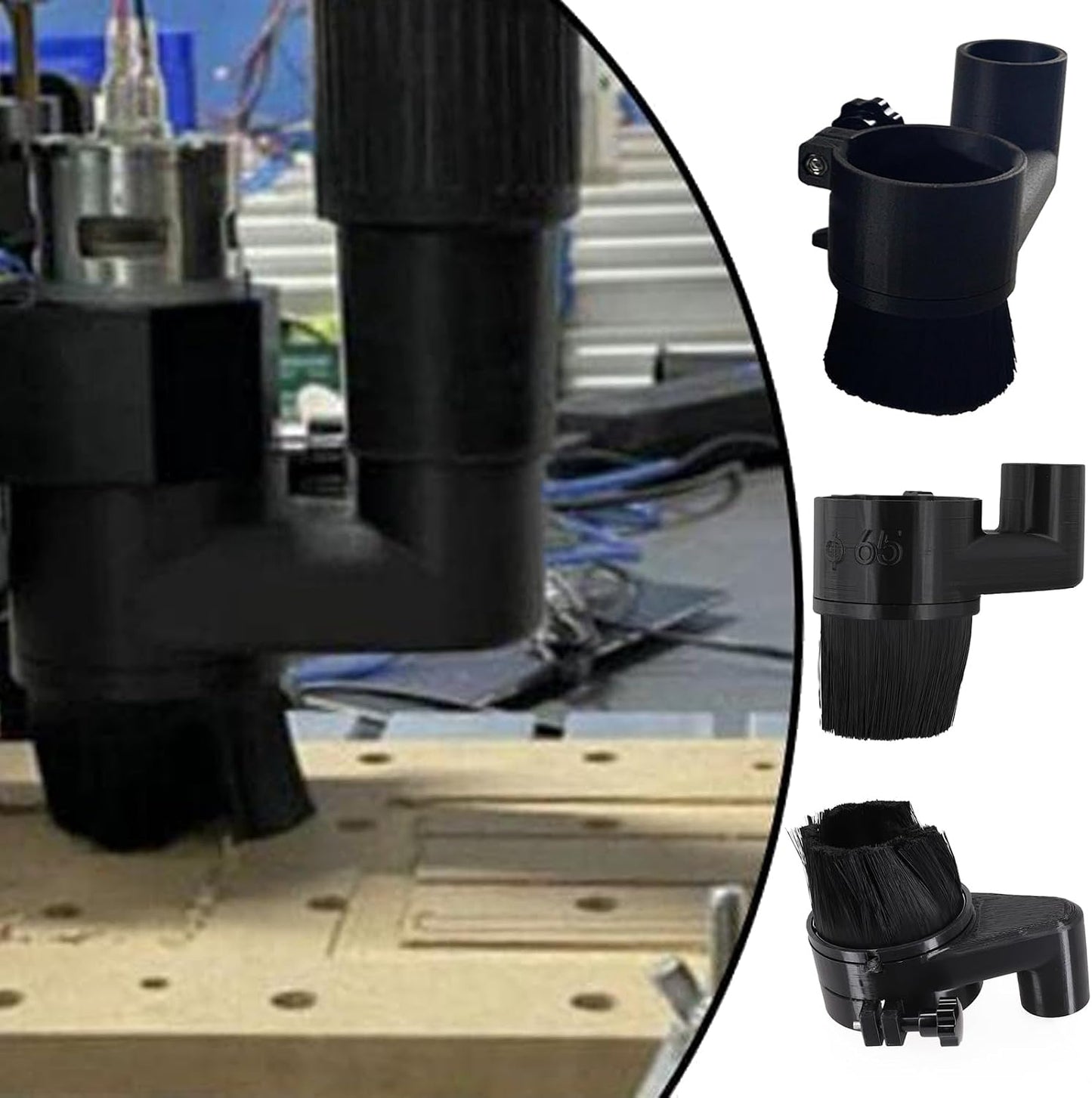  Couvre-défonceuse - 52 Mm/65 Mm/80 Mm - Pour Machine à Graver - Nettoyeur De Brosse - Outil De Travail Du Bois - Entretien Facile - Fixation De Défonceuse