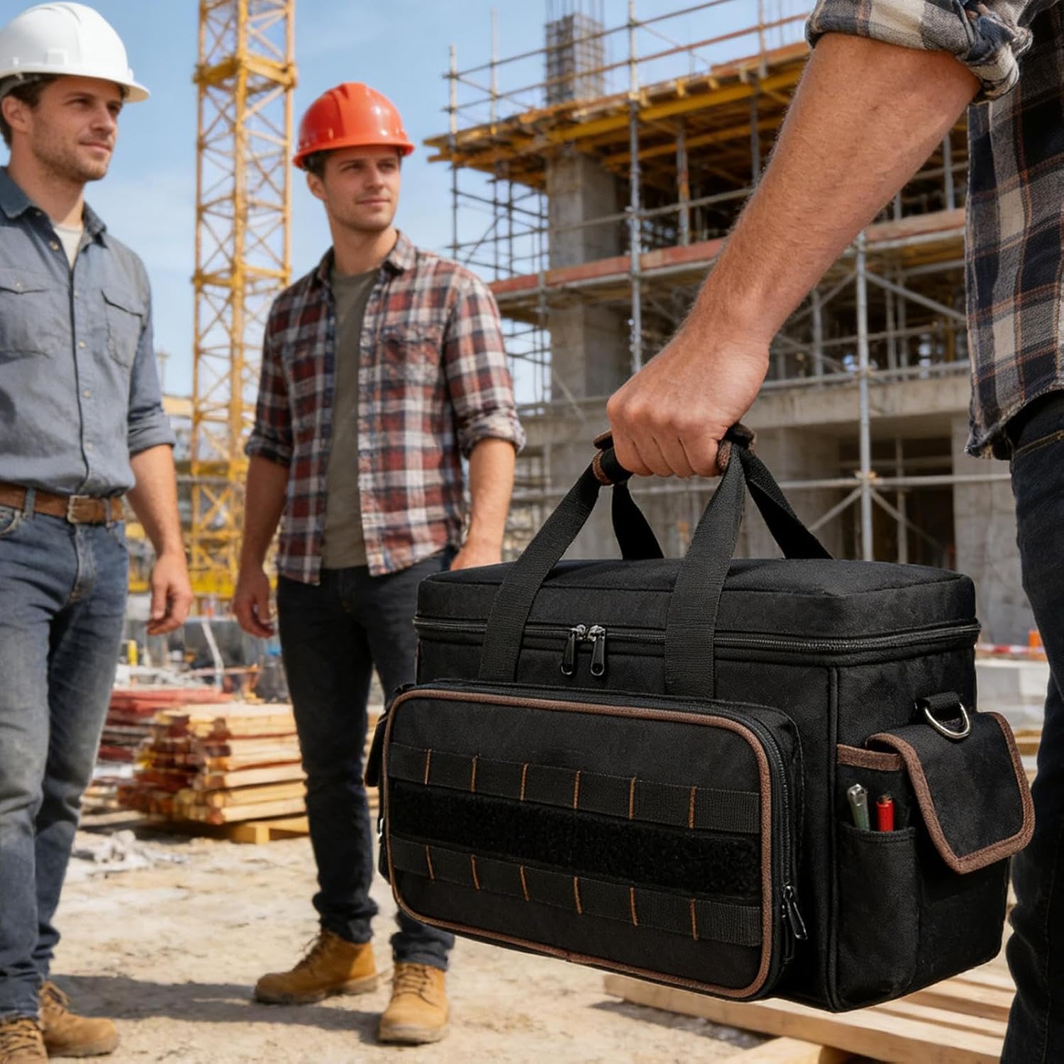 GENERIC Sac à Outils D'électricien | Bandoulière Réglable De Grande Capacité, Organisation Portable Pour Rangement D'outils – Pour électricien, Mécanicien, Charpentier, Construction, Voyage, Jardin