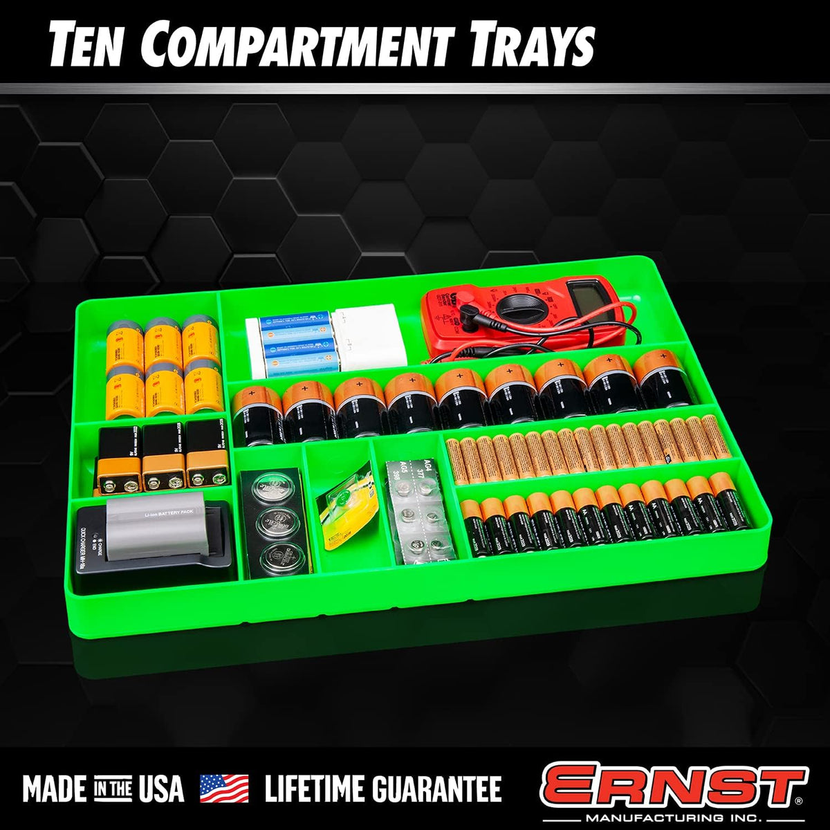  Ernst MFG Organiseur De Tiroir à 10 Compartiments : Plateau Empilable Robuste Pour L'organisation Des Outils De Garage Automobile – Boîte à Outils Discrète – Écrous Et Boulons, Outils, Pièces, Facile