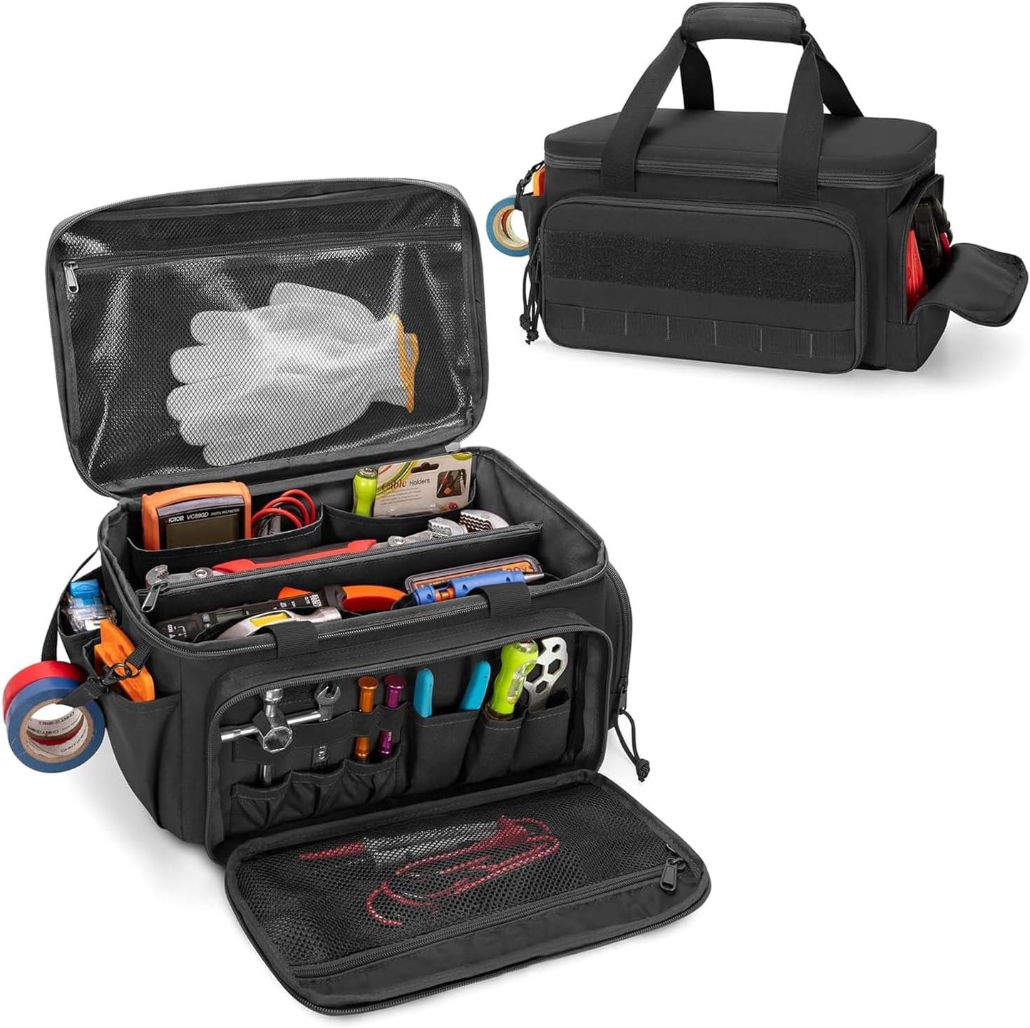  Sac De Rangement à Outils Avec Séparateur Et Plusieurs Poches - Sac De Travail Multifonction Pour Bricoleurs, Mécaniciens, Travailleurs D'entretien, Porte-outils Portables