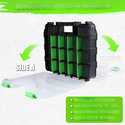  Boîte De Rangement Pour Outils, Double Face 34 Compartiments Transparents, Boîte De Rangement Pour Mandrins Boulons Et écrous - Pour Prise De Quincaillerie, Petites Pièces, Perles électroniques