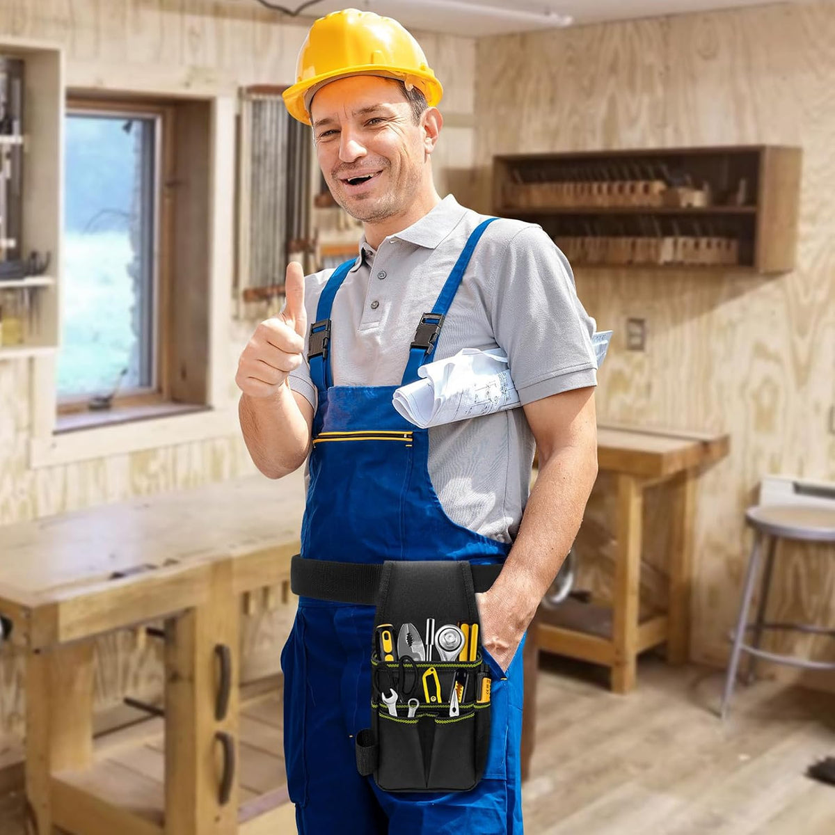  Sac De Rangement Pratique à La Taille Avec Fond Renforcé Et Plusieurs Anneaux De Rangement Pour Les Bricoleurs électriciens
