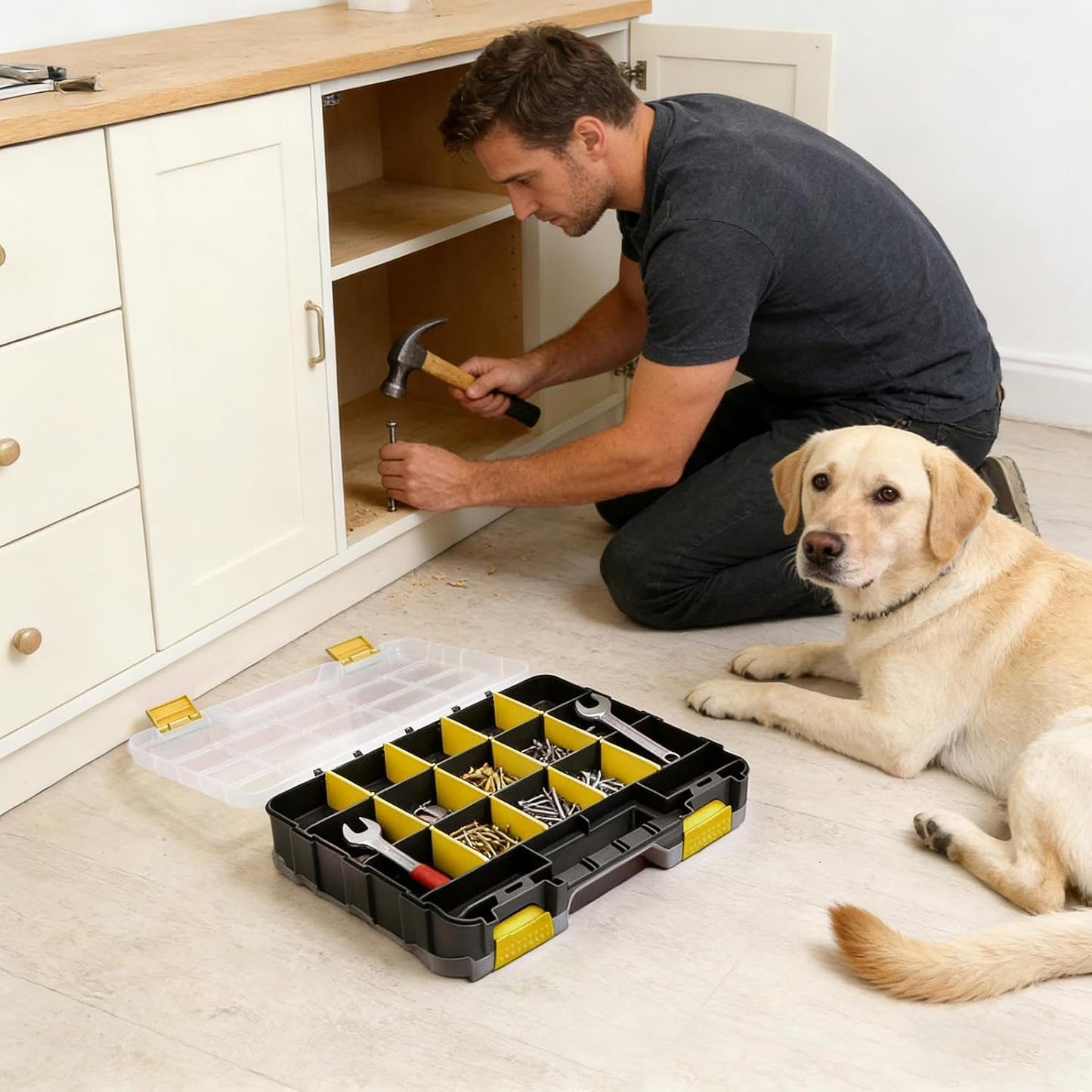 GENERIC Organiseur De Vis – Boîte De Rangement à 34 Compartiments Pour Clous, Vis, Boulons, Petites Pièces Pour Noix, Perles, Bijoux, Articles De Pêche, Garage, Bureau, Maison, Atelier, électriciens
