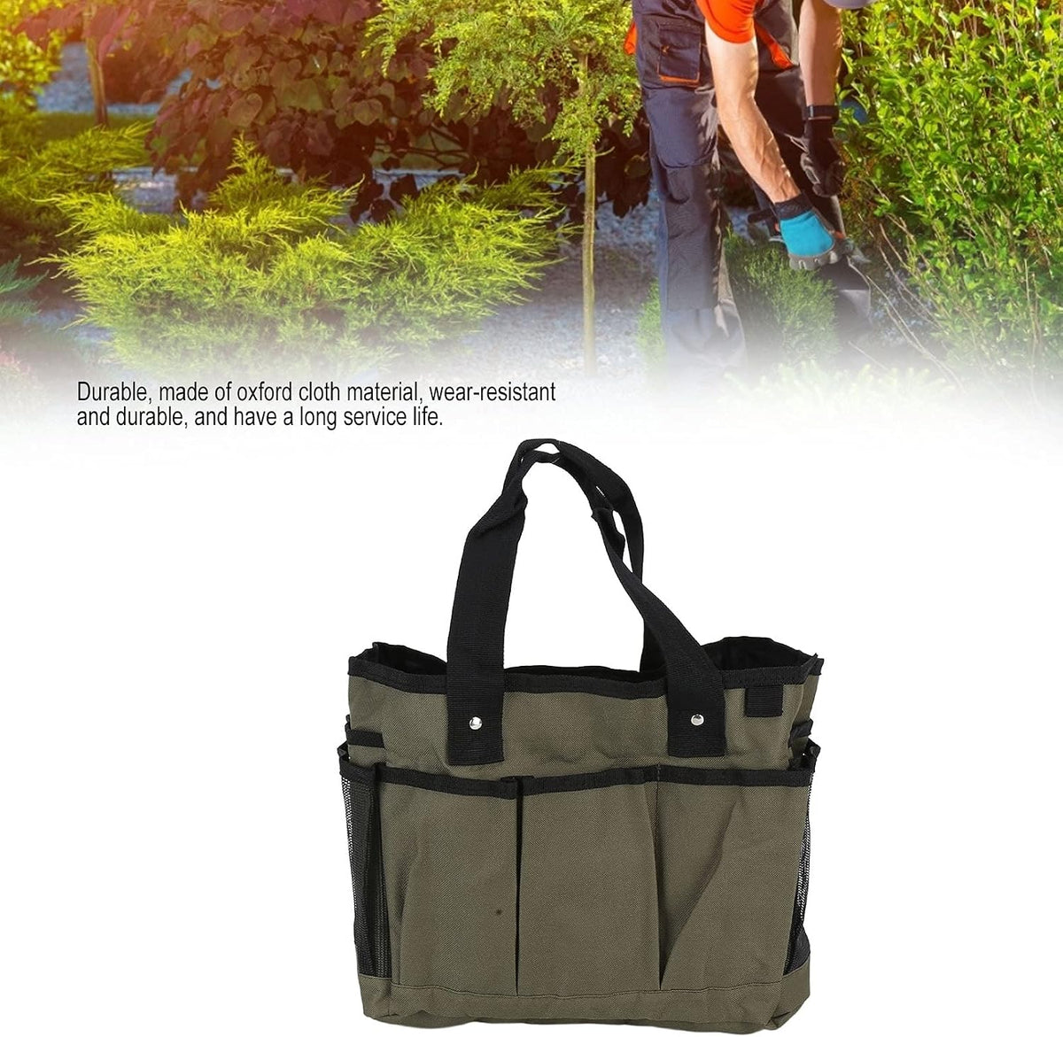 Cocoarm Sac Fourre-Tout D'extérieur En Tissu Oxford, Organisateur D'outils De Jardin 46 X 25 Cm Avec 11 Poches, Doublure Imperméable, Sac De Rangement à Main Pour Fournitures 'Outils De Jardinage
