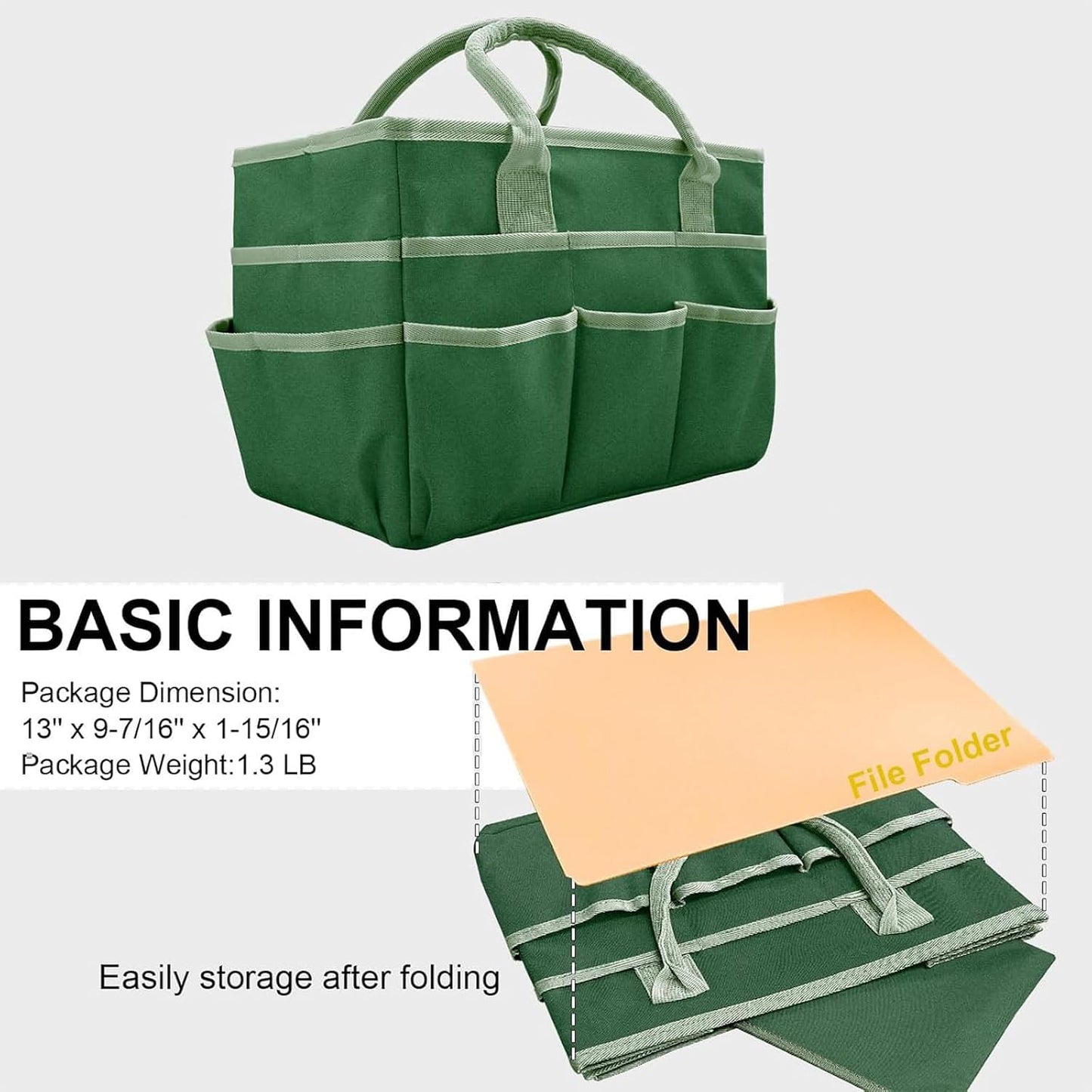  Sac à Outils Pliable En Tissu Polyester Et Poignées De Transport Renforcées, Sac à Outils Artistiques à Compartiments Multiples