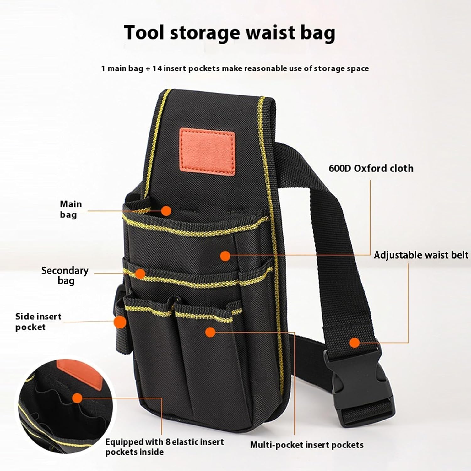  Ceinture à Outils Multifonctionnelle Pour électricien, Sac De Taille Réglable, Tissu Polyester Robuste Avec Plusieurs Poches Utilitaires, Organiseurs D'outils En Polyester