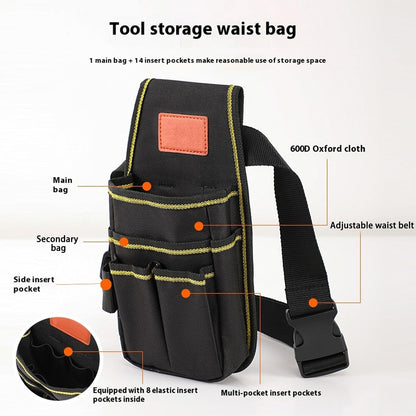  Ceinture à Outils Multifonctionnelle Pour électricien, Sac De Taille Réglable, Tissu Polyester Robuste Avec Plusieurs Poches Utilitaires, Organiseurs D'outils En Polyester