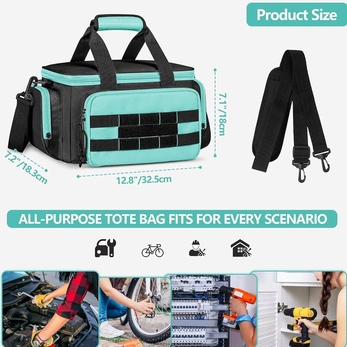 GENERIC Oxford Grand Sac à Outils Portable Pour Travaux De Jardin, électricien, Charpentier, Dortoir, Voyage, Construction, Camping
