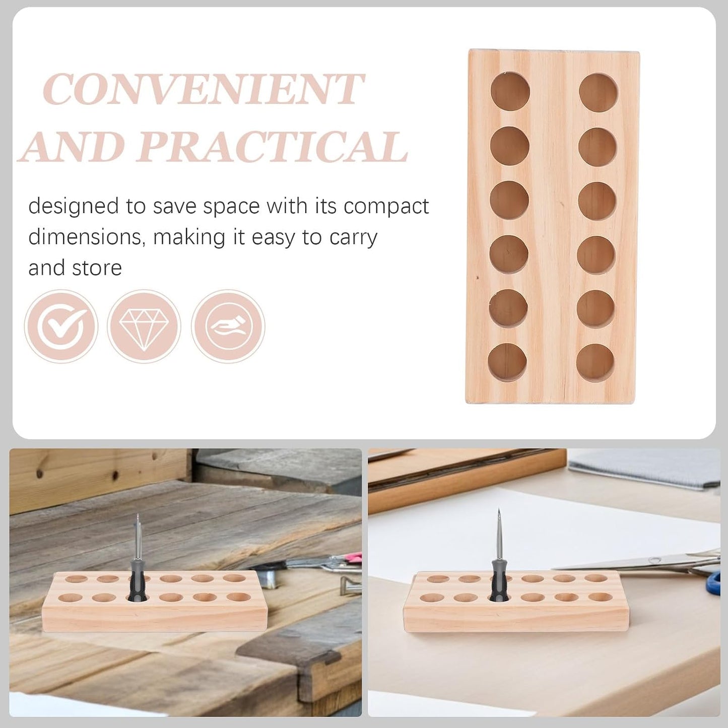  STOBAZA Porte-Outils En Bois Pour Pinces De Précision Et Accessoires, Support De Rangement Compact Pour Atelier De Bricolage Et Travaux Manuels