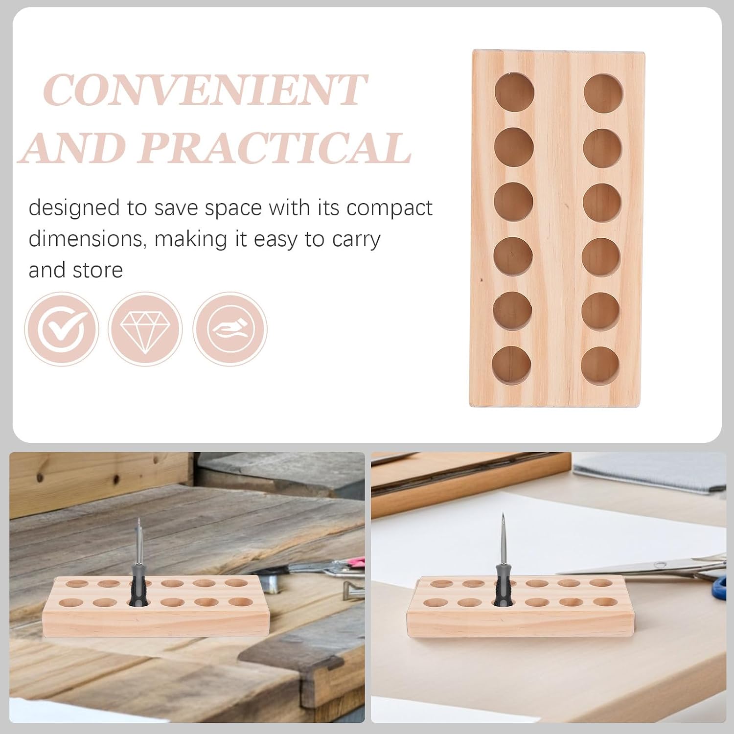 STOBAZA Porte-Outils En Bois Pour Pinces De Précision Et Accessoires, Support De Rangement Compact Pour Atelier De Bricolage Et Travaux Manuels
