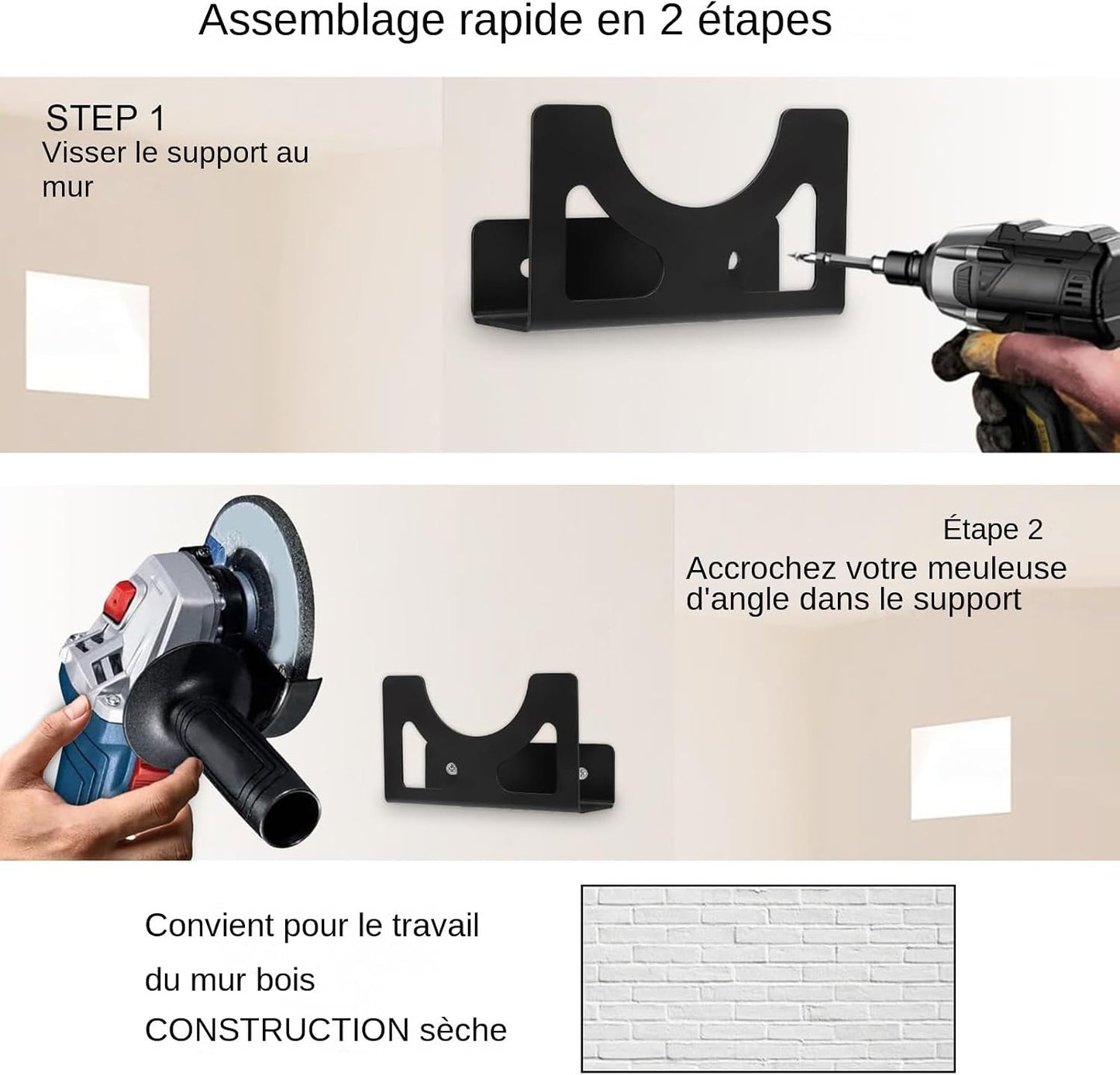  Support Pour La Meuleuse D'Angle | Support De Meuleuse D'Angle Fixation Murale - Organisateur Sécurisé Polyvalent En Fer Pour Outils Électriques Ponceuses Perceuses