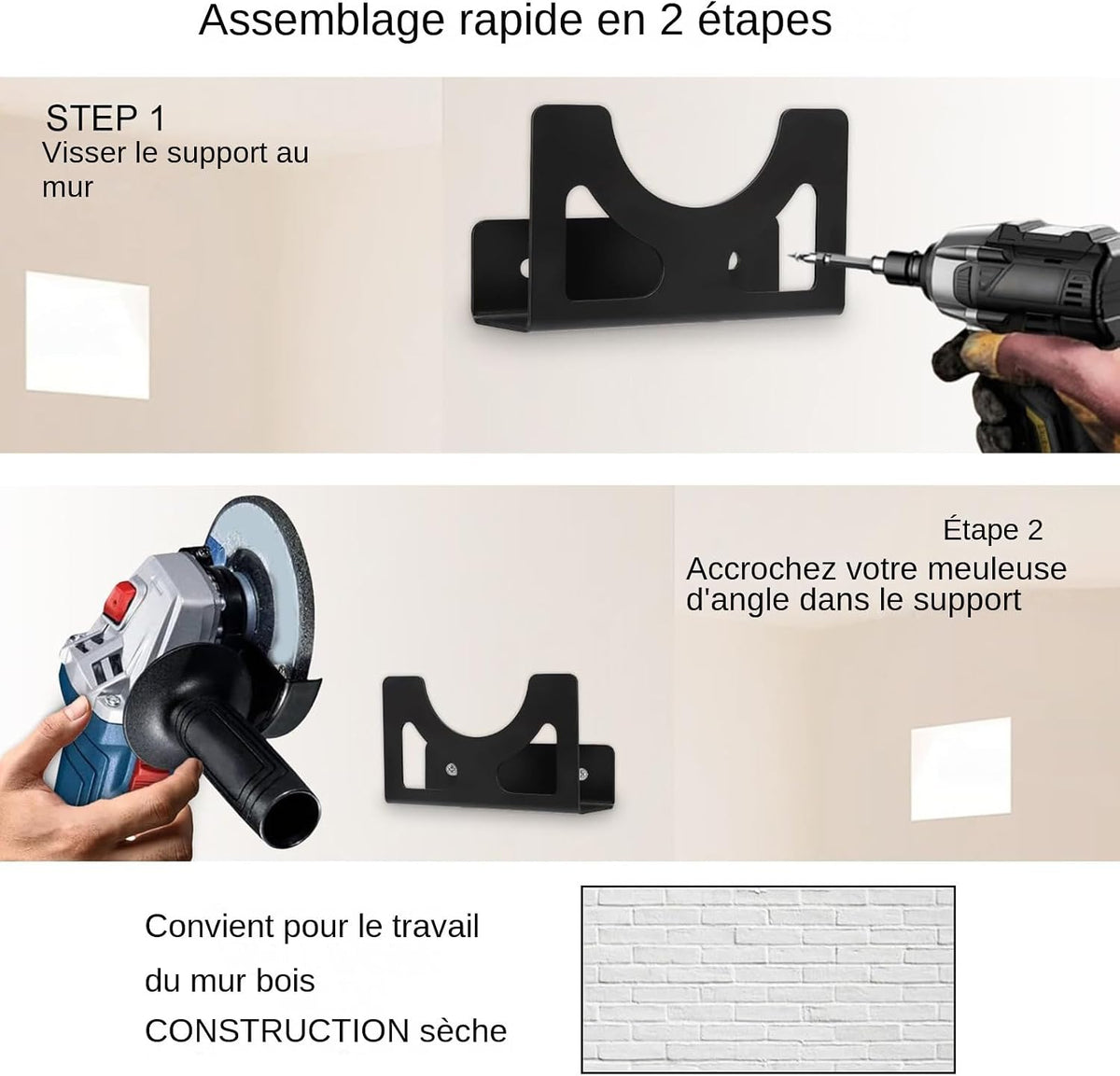  Support Pour La Meuleuse D'Angle | Support De Meuleuse D'Angle Fixation Murale - Organisateur Sécurisé Polyvalent En Fer Pour Outils Électriques Ponceuses Perceuses