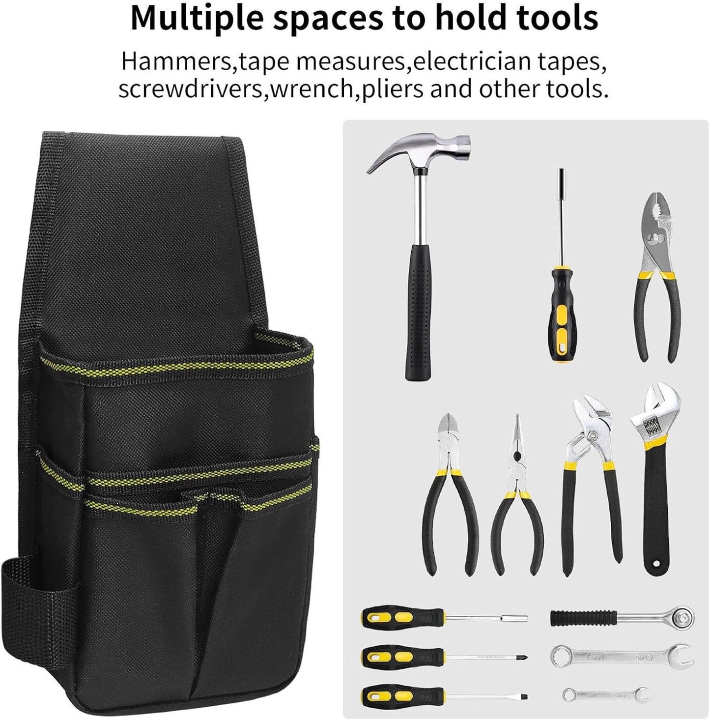  Sac De Rangement Pratique à La Taille Avec Fond Renforcé Et Plusieurs Anneaux De Rangement Pour Les Bricoleurs électriciens