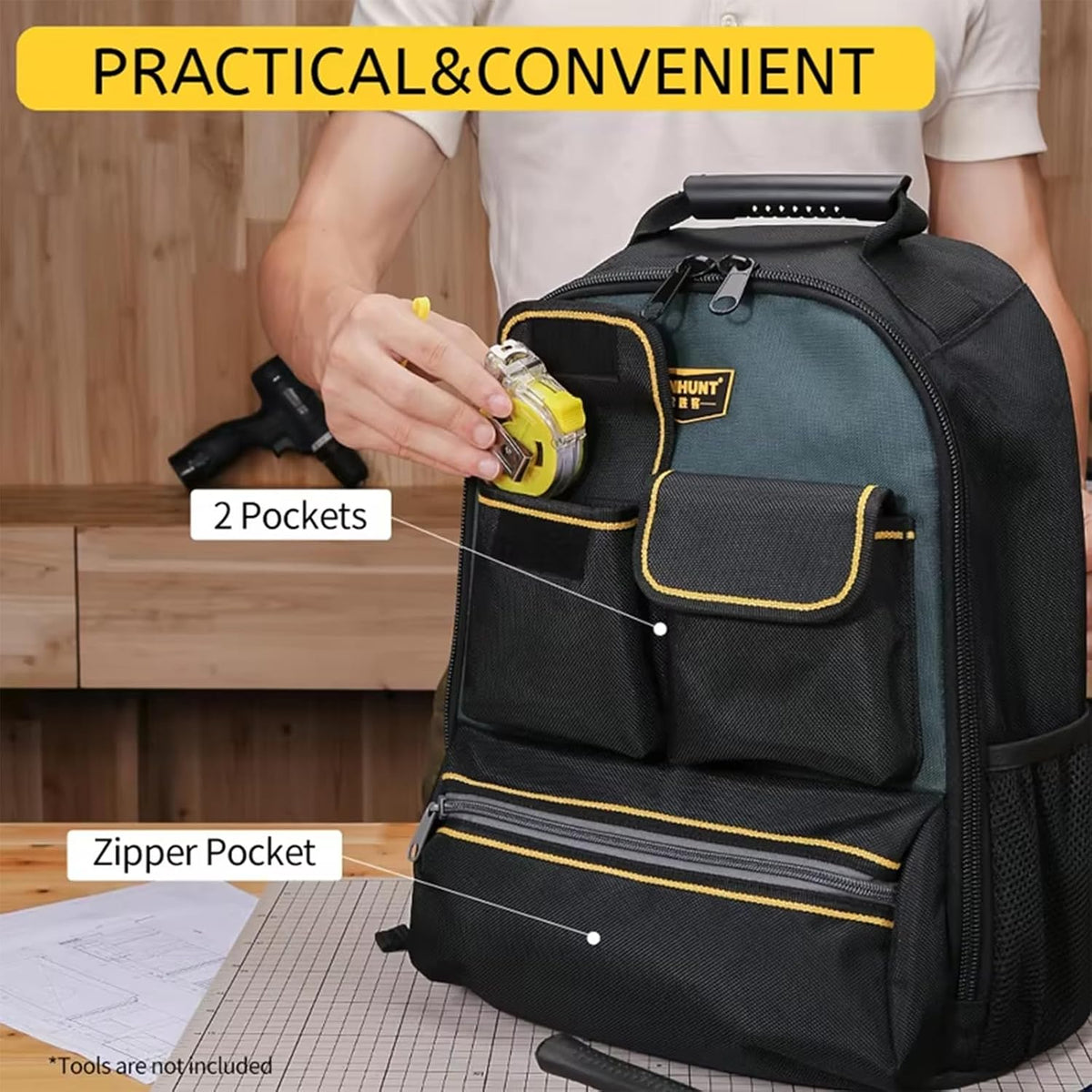  Sac à Dos D'électricien Professionnel Avec Oxford Imperméable Et Bretelles Confortables Pour Un Transport Facile Des Outils