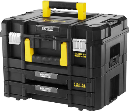  STANLEY FMST1-71981 Kit 2 Mallettes Modulable Tstak/Pro-Stack Gamme FATMAX - 21.5L - Corps En Polypropylène - Larges Attaches Métalliques Anti-Corrosion - Cadenassable