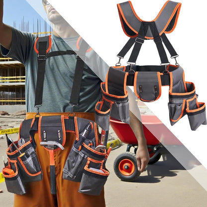  Ceinture Porte-Outils Pour Charpentier - Baudrier Utilitaire | Sacoches Ajustables à Bretelles Avec 19 Poches Pour Chantier Bricolage Et Tâches Électriques