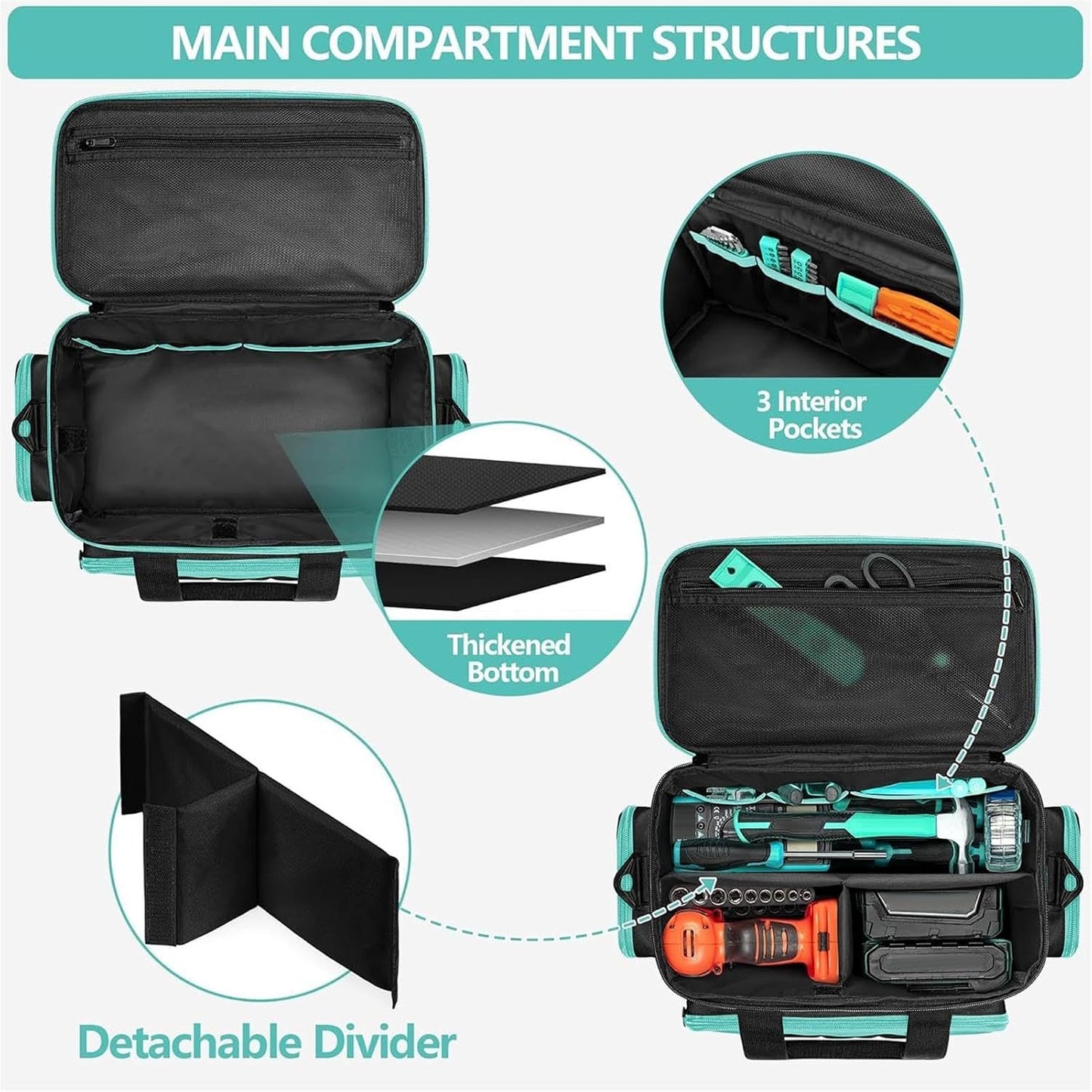 GENERIC Sac à Outils Fourre-tout | Étui De Rangement Portable En Tissu Oxford | Sacs à Outils Robustes Avec Poignées | Pour Le Travail De Jardin, électricien, Charpentier, Université, Dortoir, Voyage