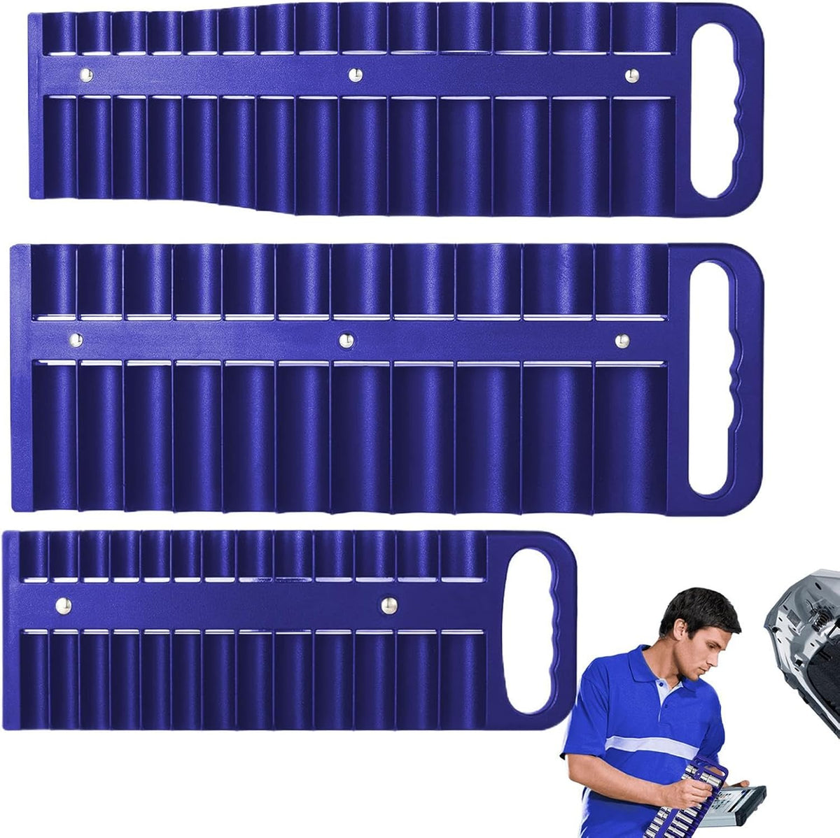GENERIC Lot De 3 Organiseurs De Douilles Magnétiques, Porte-outils Portables Pour Prises, Organisateur De Douilles Magnétiques Pour Garage, Atelier, Idéal Pour Les Mariages Et Les Anniversaires