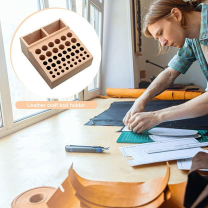 GENERIC Boîte à Outils,Stand à Perforation En Cuir | Boîte De Rangement En Bois Pour Outils En Cuir,Usage Domestique Et Artisanal Pour Les Femmes Et Les Hommes