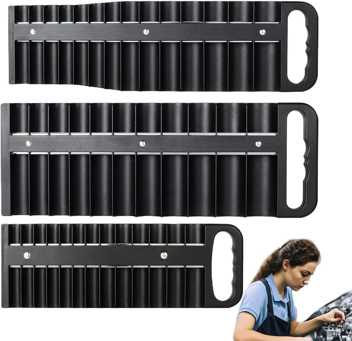 GENERIC Lot De 3 Organiseurs De Douilles Magnétiques, Porte-outils Portables Pour Prises, Organisateur De Douilles Magnétiques Pour Garage, Atelier, Idéal Pour Les Mariages Et Les Anniversaires