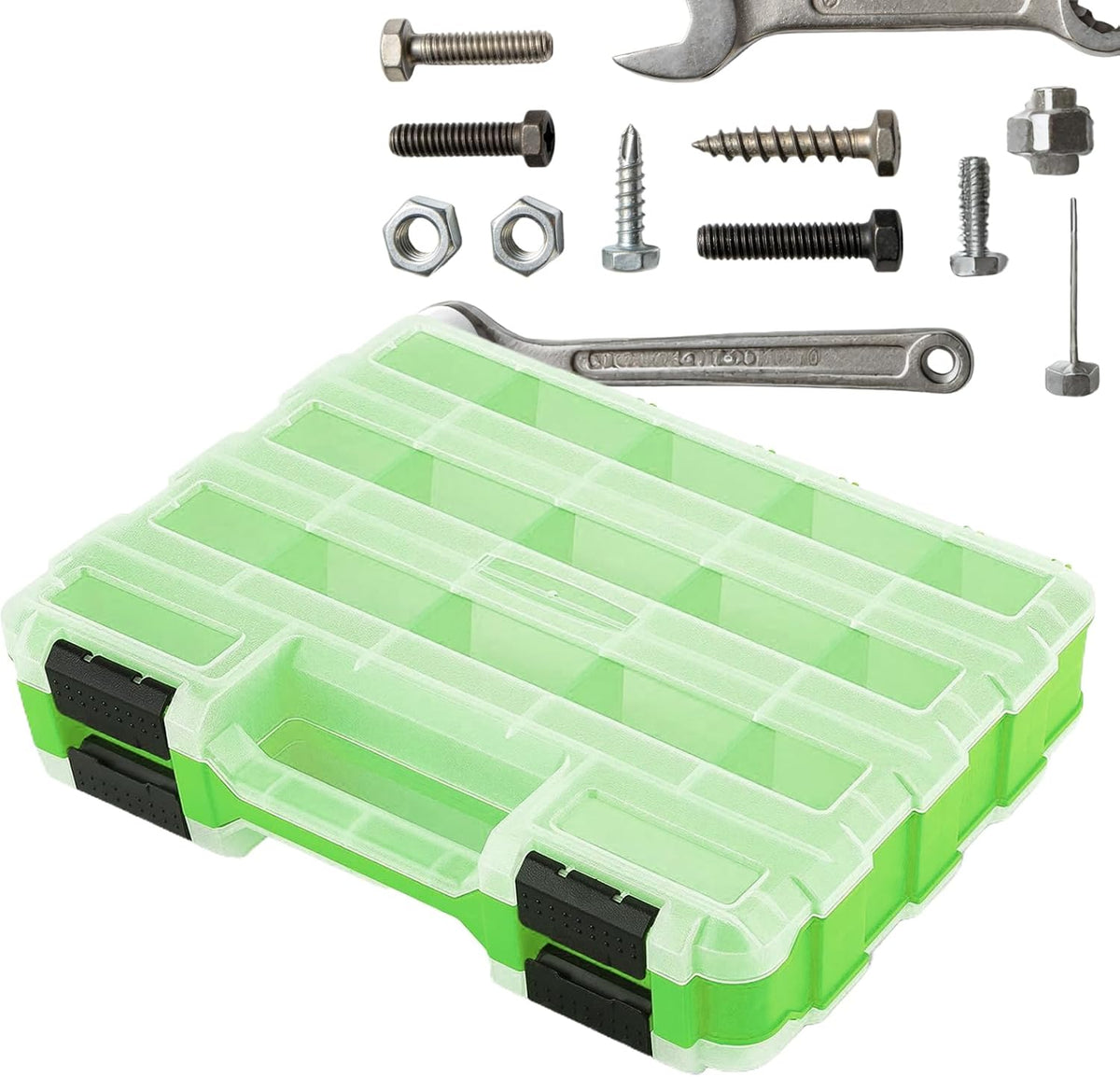 GENERIC Boîte à Outils, étui De Rangement à 34 Compartiments, étui De Rangement Pour Boulons, écrous Et Forets Avec Couvercle, Organiseur Robuste Avec Couvercle Transparent, Matériel Et Petites Pièces De